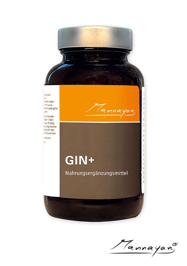Mannayan GIN+ Nahrungsergänzungsmittel – braune Glasdose mit silbernem Deckel und orangem Mannayan-Etikett, 60 Kapseln Sibirischer Ginseng (Taigawurzel)
Premium Produkt