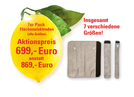 7er Pack Stoff- & Flächenelektrode für Diamond Shield Zapper und TRIKOMBIN – alle Größen, mit Klettverschluss Premium Qualität