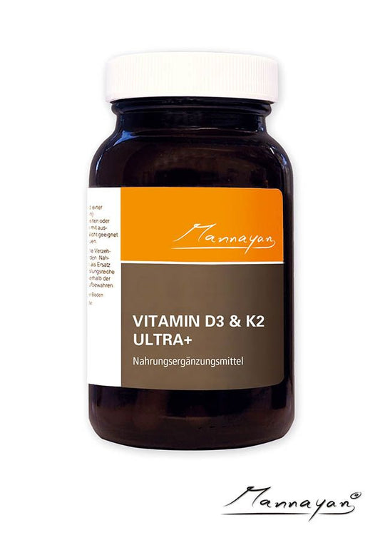 Mannayan VITAMIN D3 & K2 Ultra+ – Premium-Nahrungsergänzungsmittel mit natürlichem Vitamin D3 aus Flechten und K2 MK-7, vegan & laktosefrei, 60 Kapseln