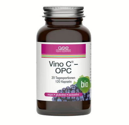 Vino C® OPC Bio von GSE – 120 Kapseln mit OPC aus Traubenkernen & natürlichem Vitamin C aus Acerola – vegan, glutenfrei, lactosefrei